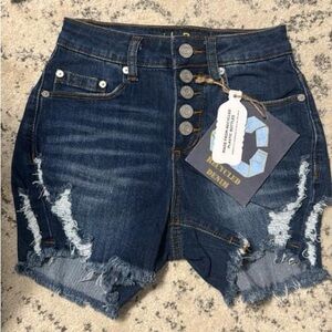 New Indigo Rein Distressed Denim Shorts